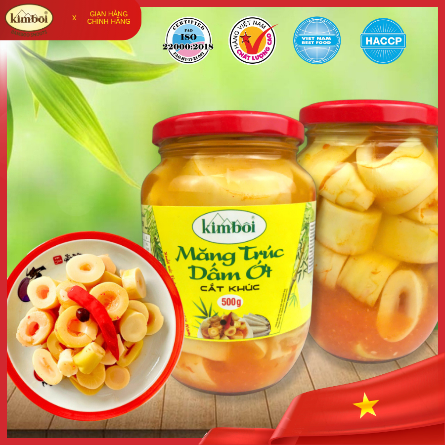 Whole pickled bamboo shoots with chili and vinegar (500g)